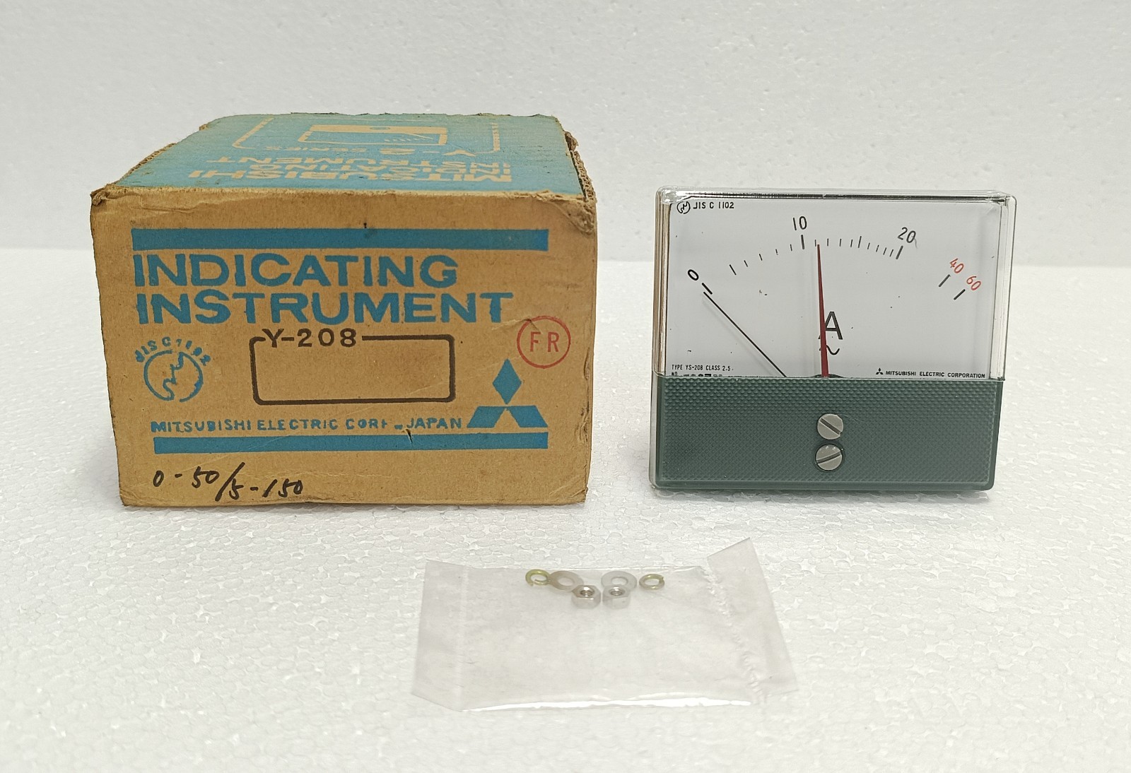 MITSUBISHI YS-208 AC AMMETER 0-20/40/60A CLASS 2.5 PANEL METER NEW SURPLUS