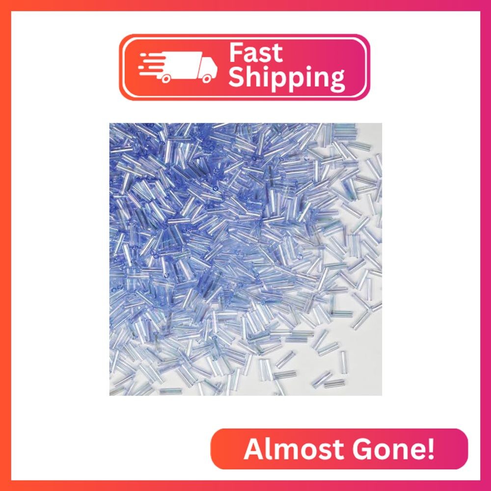 2420pcs 80g 6mm Light Blue‑AB Glass Bugle Tube Beads for Jewelry Making (Light B
