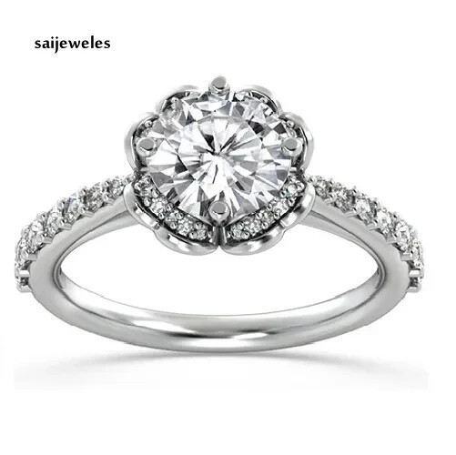 14K White Gold Over 2.91CT Round Cut Lab-Created Diamond Engagement Wedding Ring