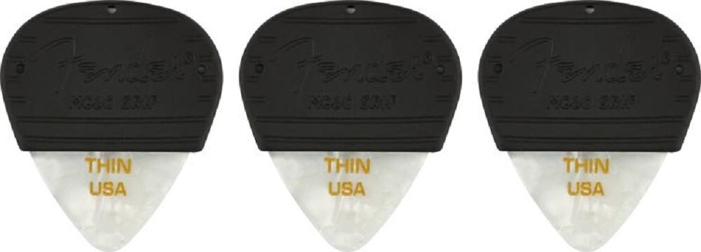 NEW Fender Mojo Grip 351 Celluloid Guitar Picks (3) Thin White Moto 198-5351-705