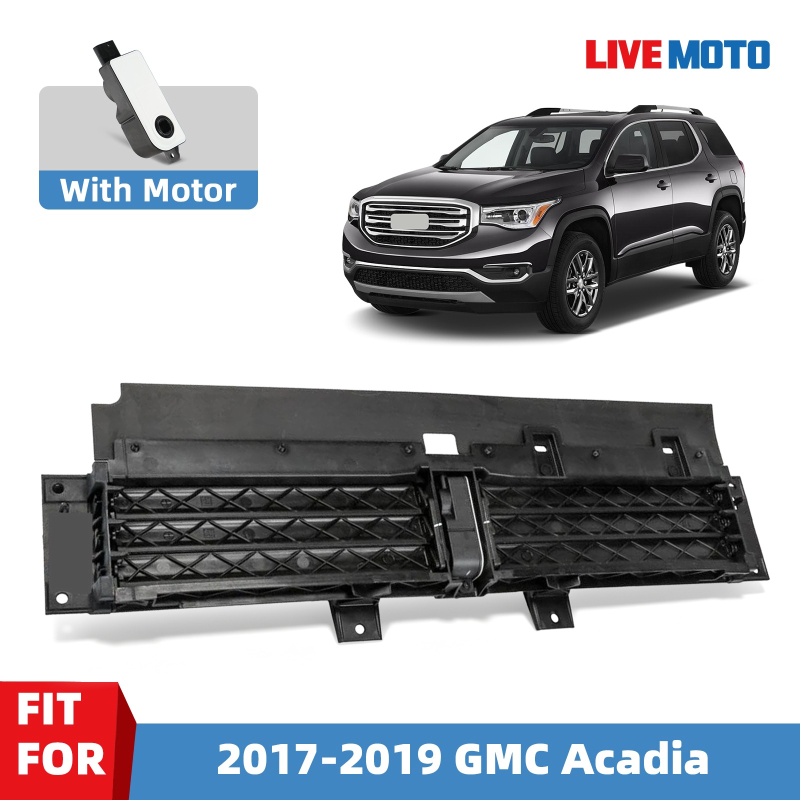 Front Lower Radiator Grille Air Shutter With MOTOR For 2017-2019 GMC Acadia