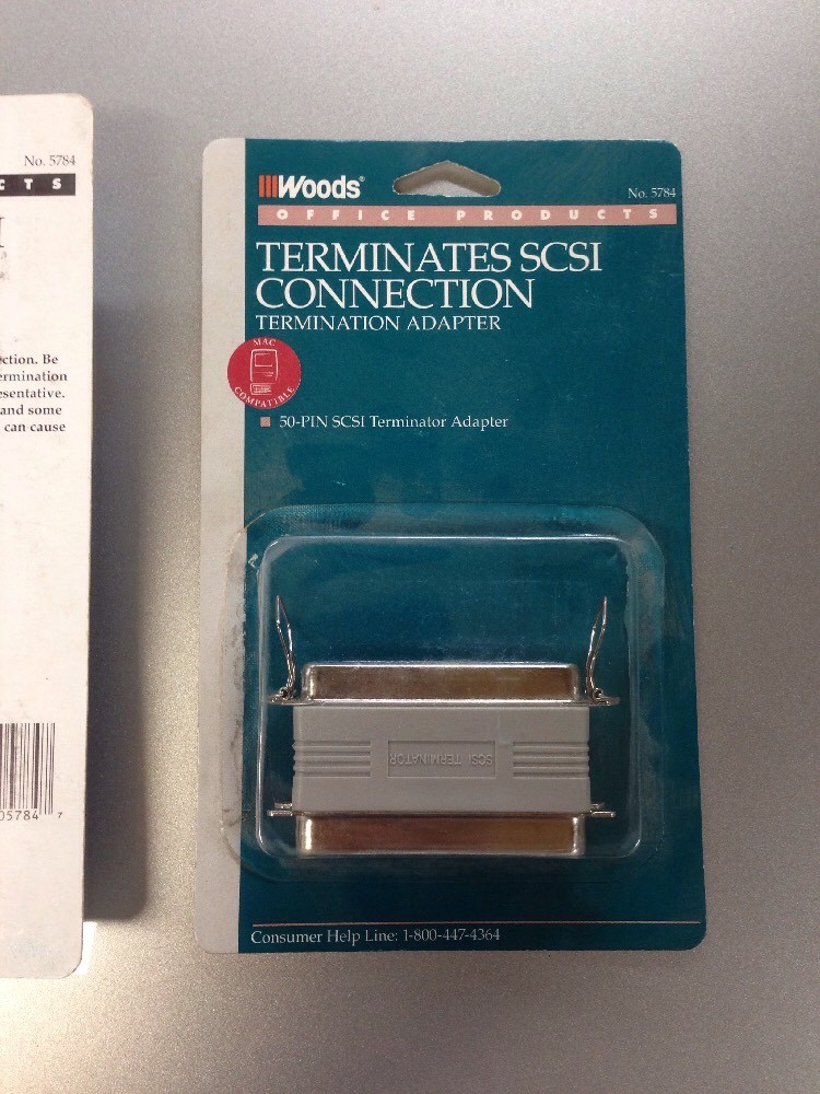 SCSI Bus Terminator 50-pin Termination Adapter, Woods Brand, New