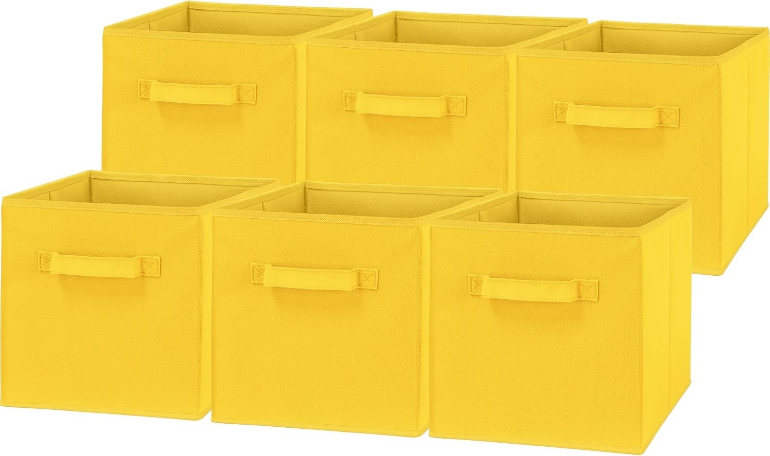 Space-Saving 6-Pack Yellow Foldable Cube Bins - Lightweight and Sturdy Design