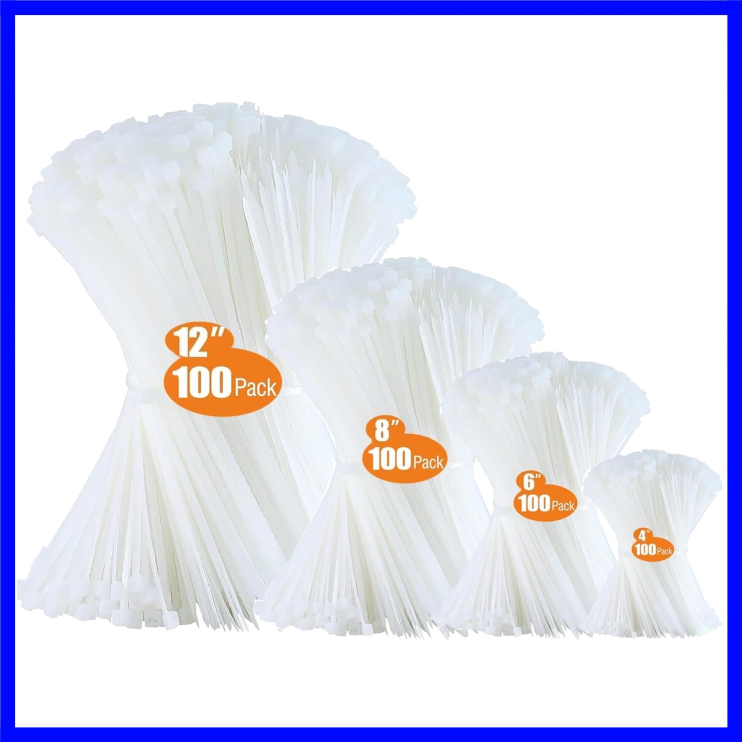 Essential 400-Pack of Assorted Zip Ties - Heavy Duty, UV Resistant & Fireproof