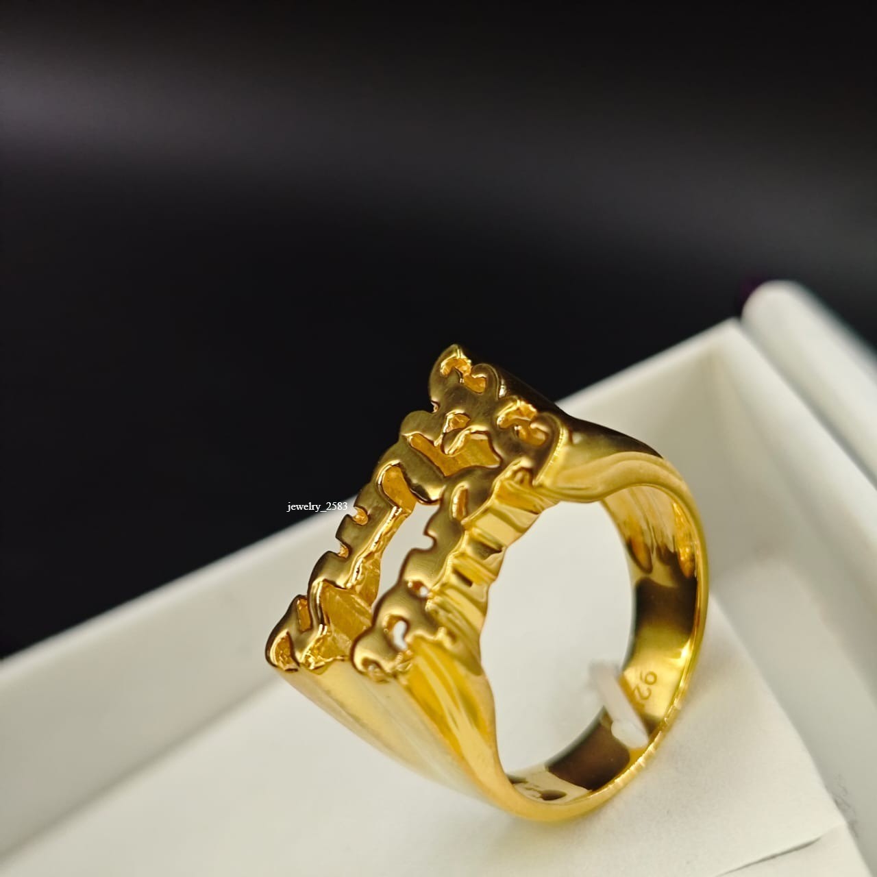 Proposal Gift! Mens Customization Solid Metal Nameplate Ring In Real 925 Silver