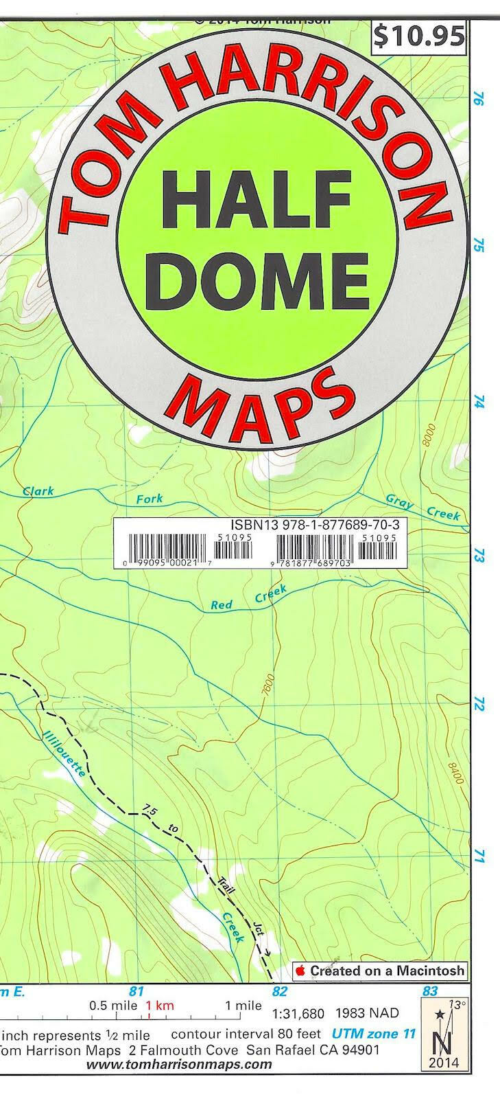 Half Dome Map: Glacier Point, Yosemite Creek, California, by Tom Harrison Maps
