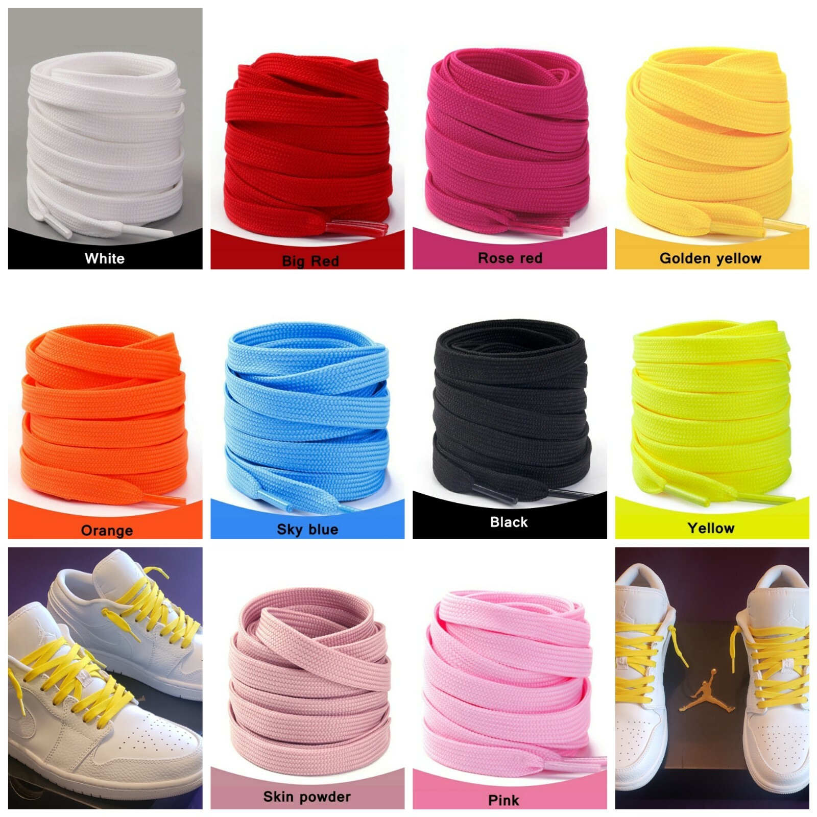 FLAT REPLACEMENT SHOELACES HIGH QUALITY FOR AIR JORDAN 1 2 3 4 5   BUY 2 GET 1