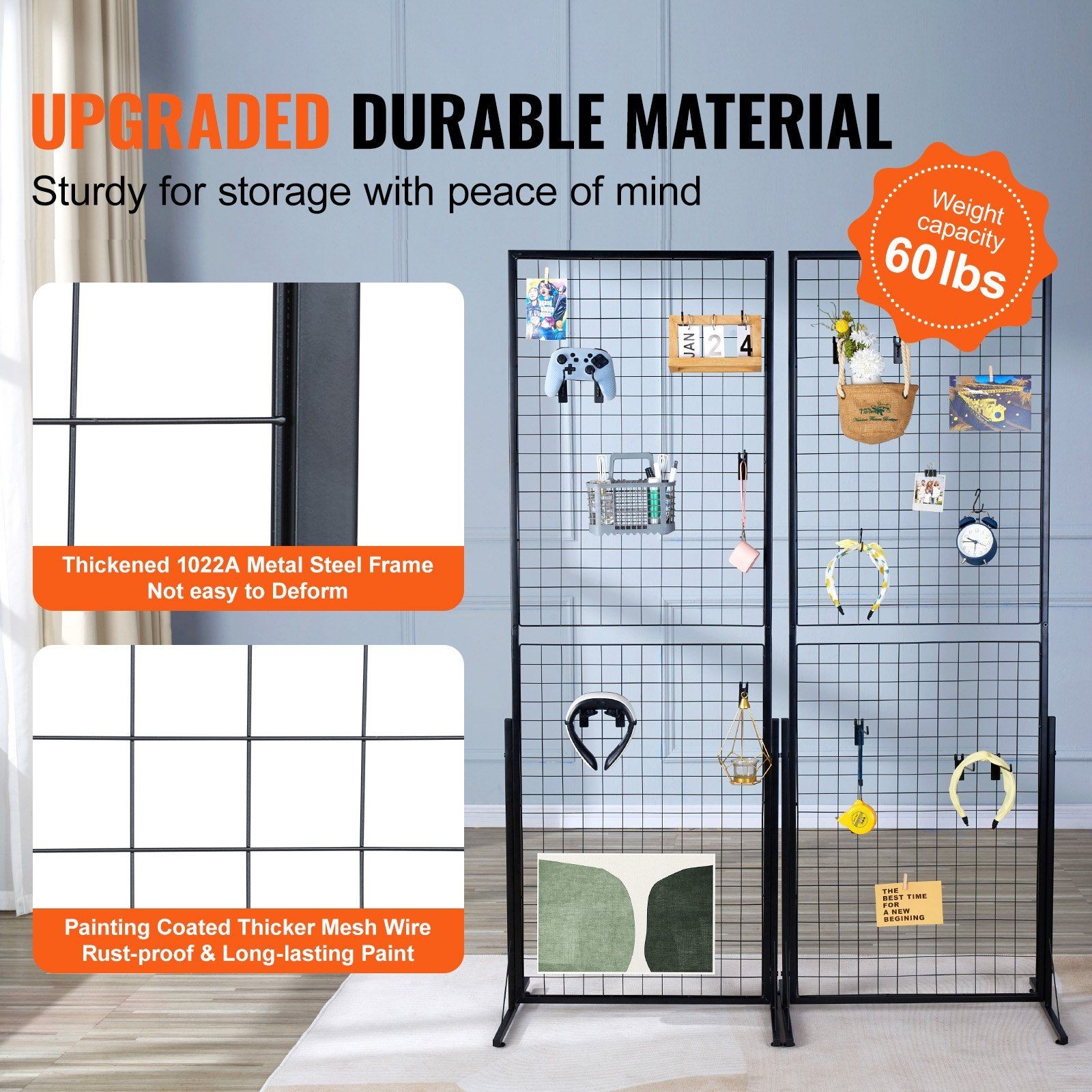 Dual Panel Gridwall Display Rack Tower 2-Pack 24.3x67.6in 60lb Capacity