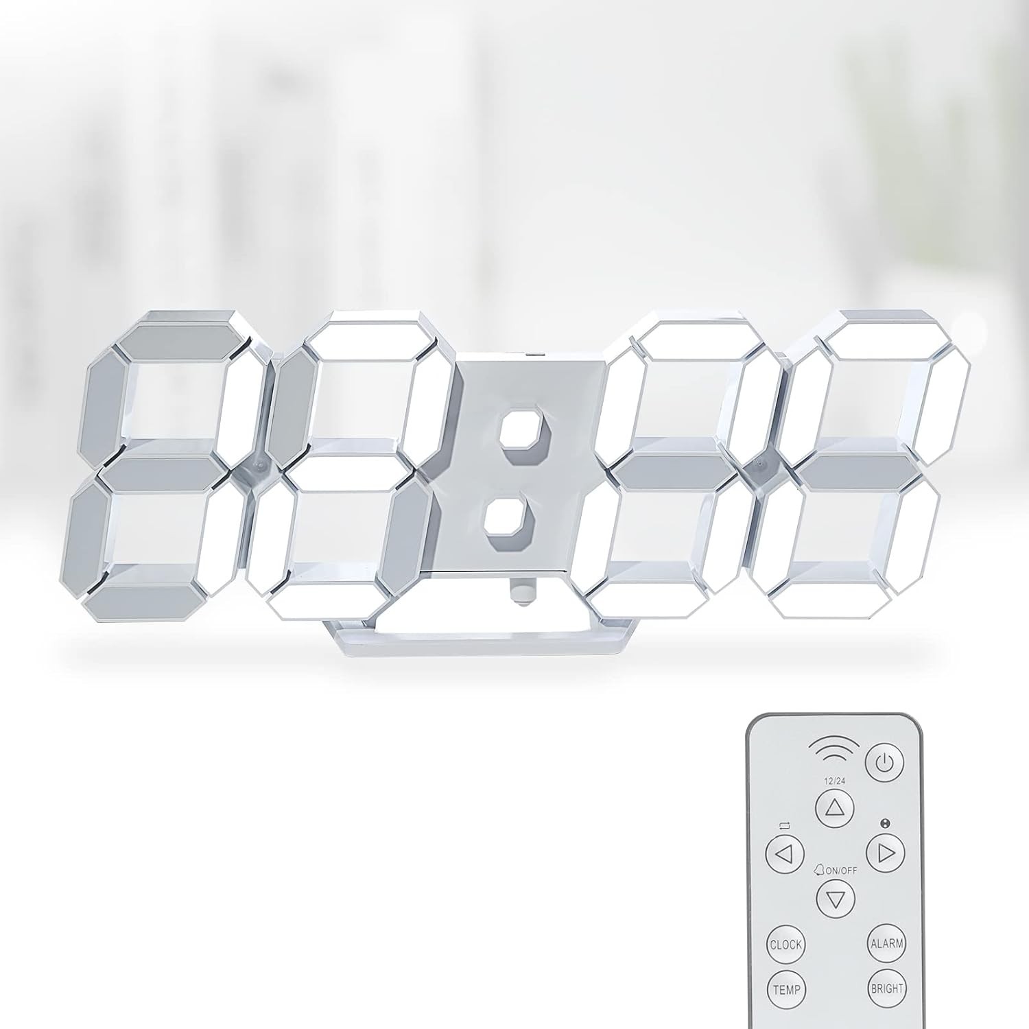 3D LED Digital Wall Clock ,9.7", Large Display Table/ Desk Clock with Remote