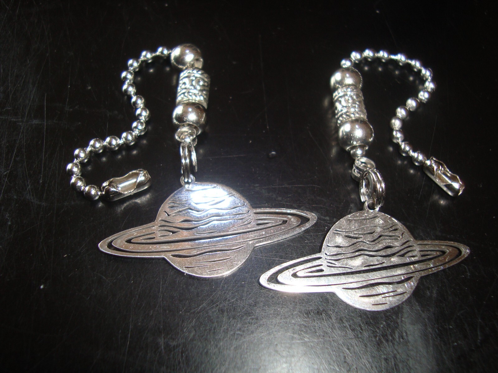 Pair Metal Planet Ceiling Fan Pull Chains – Decorative Light/Lamp Pulls
