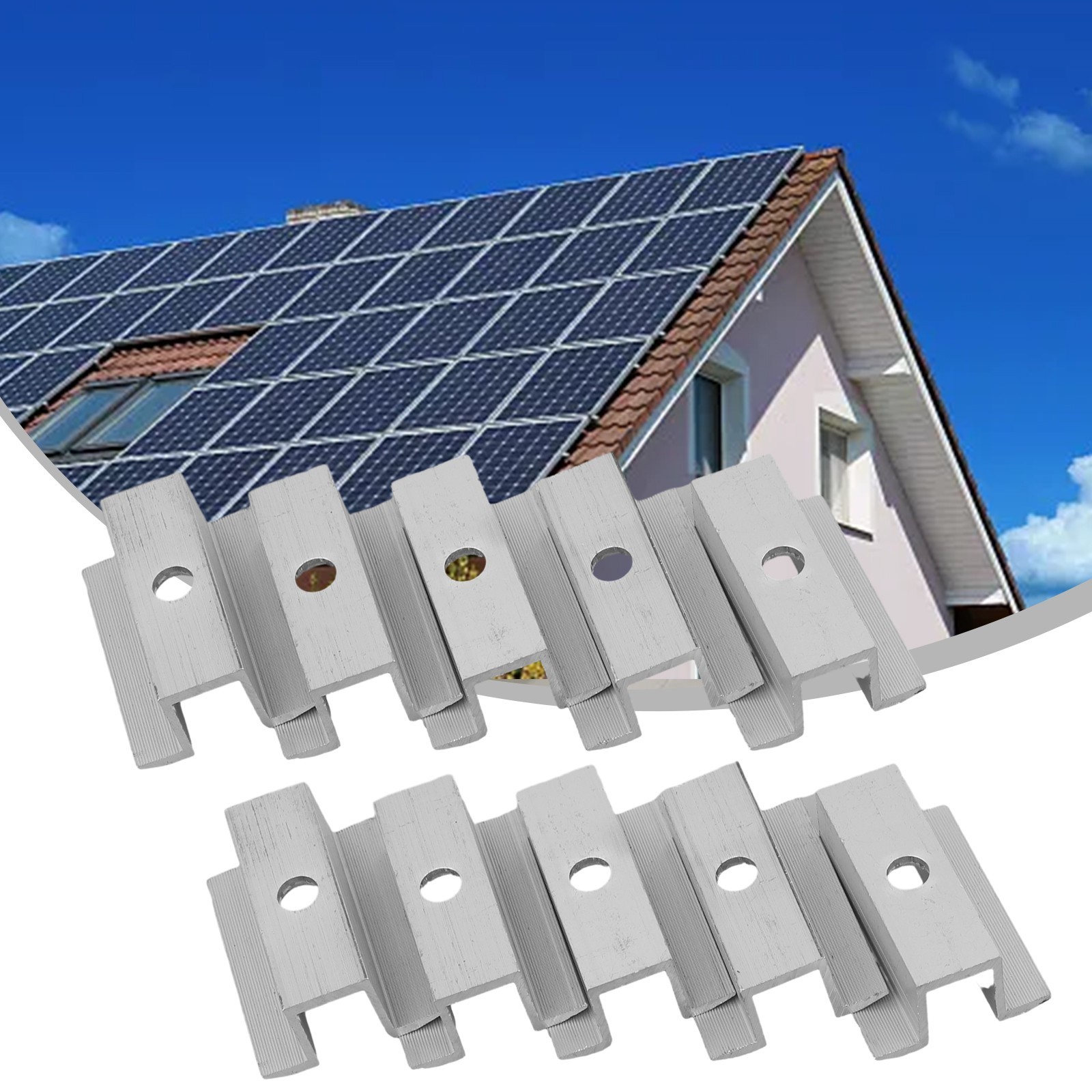 4/10x Solar Middle Clamps PV For Frame Height 25 - 50MM Aluminum Alloy