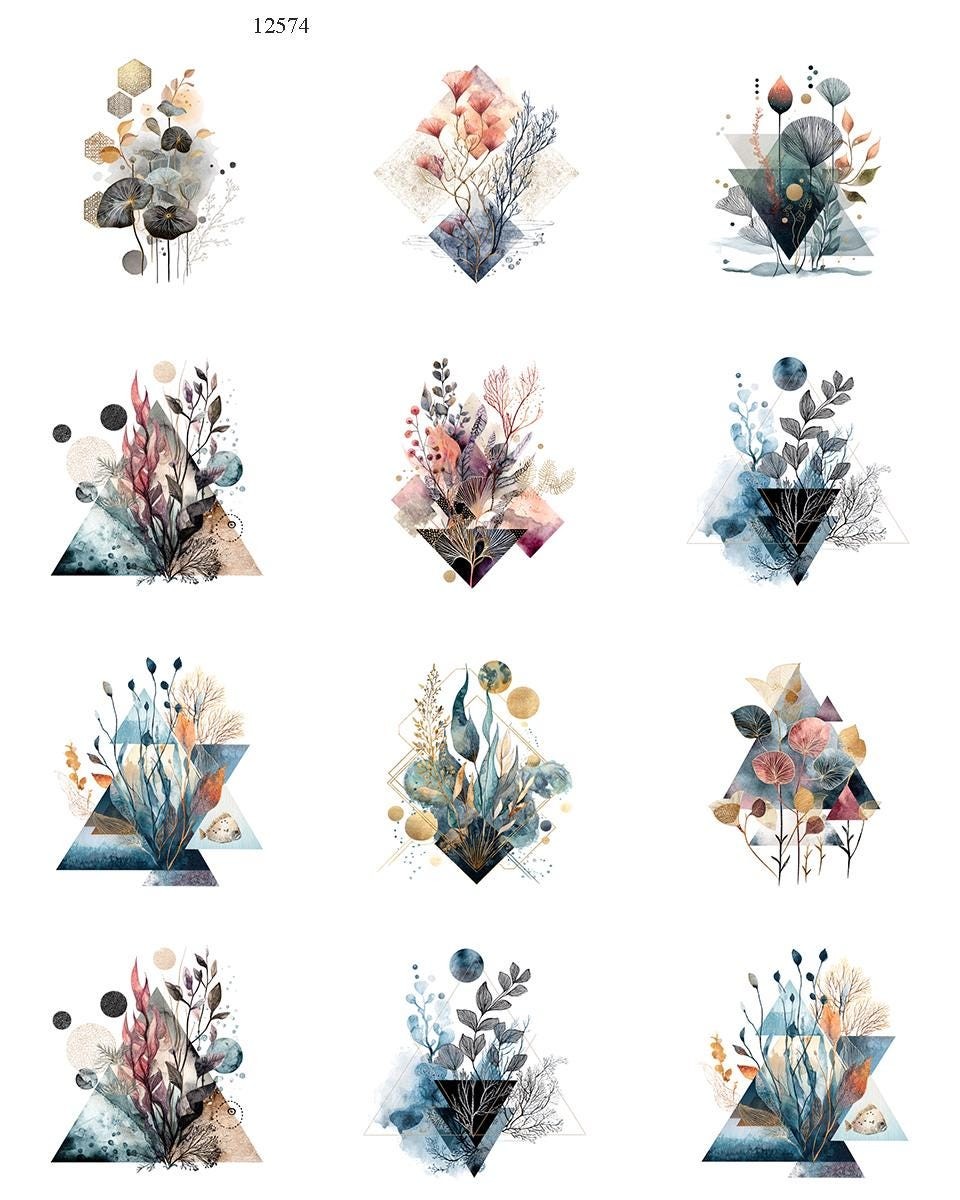 Boho Abstract Art - Ceramic Decals- Enamel Decal  - Glass Decal- 12574