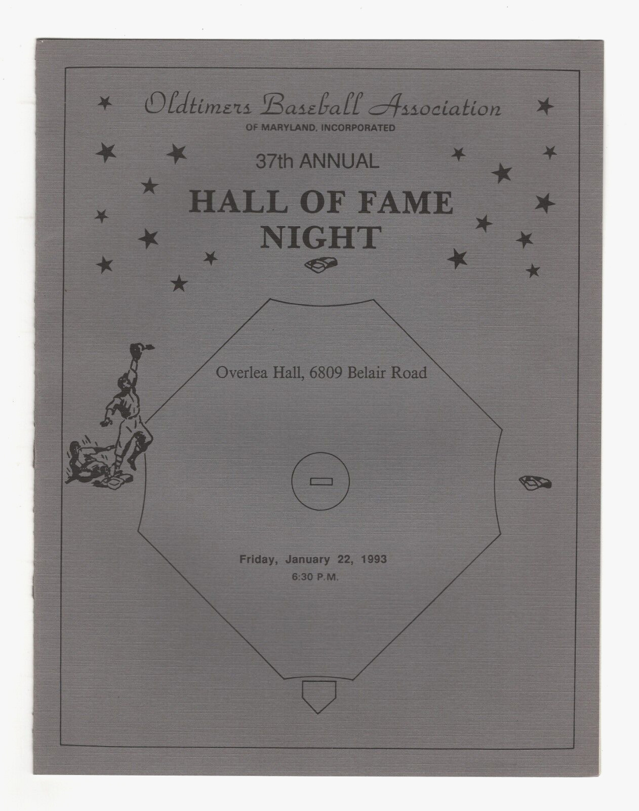 1993 Oldtimers Baseball Association of Maryland Hall of Fame Night Program #M878