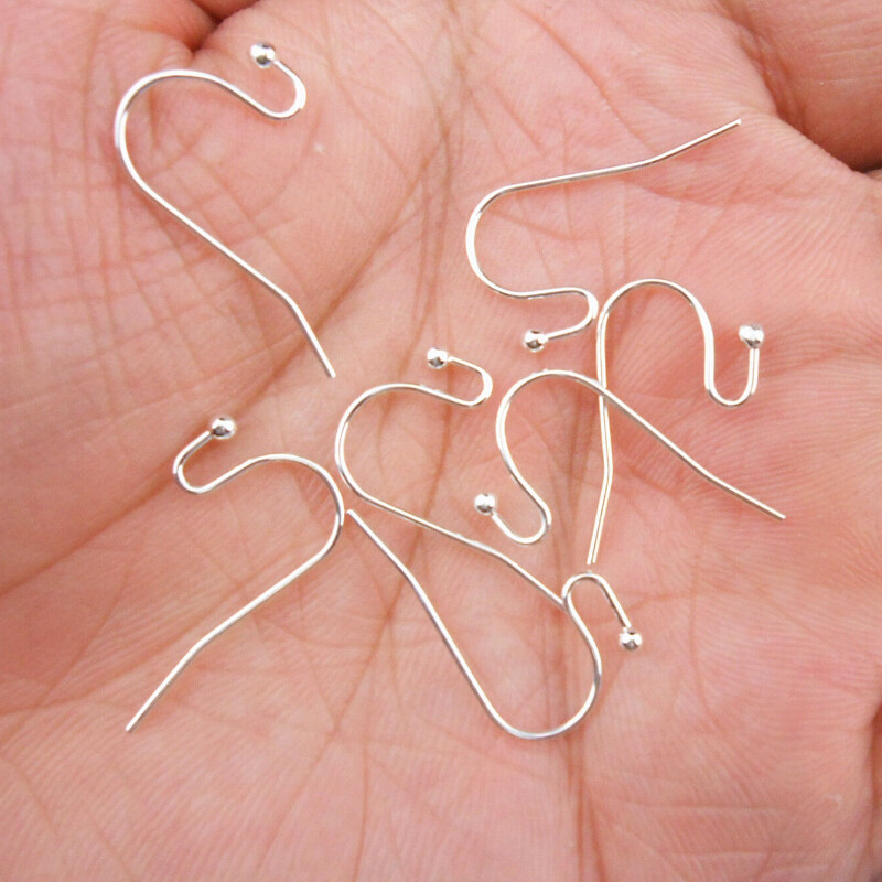 50PCS Design Jewelry Findings Settings 925 Sterling Silver Plated Hook Ear Wires