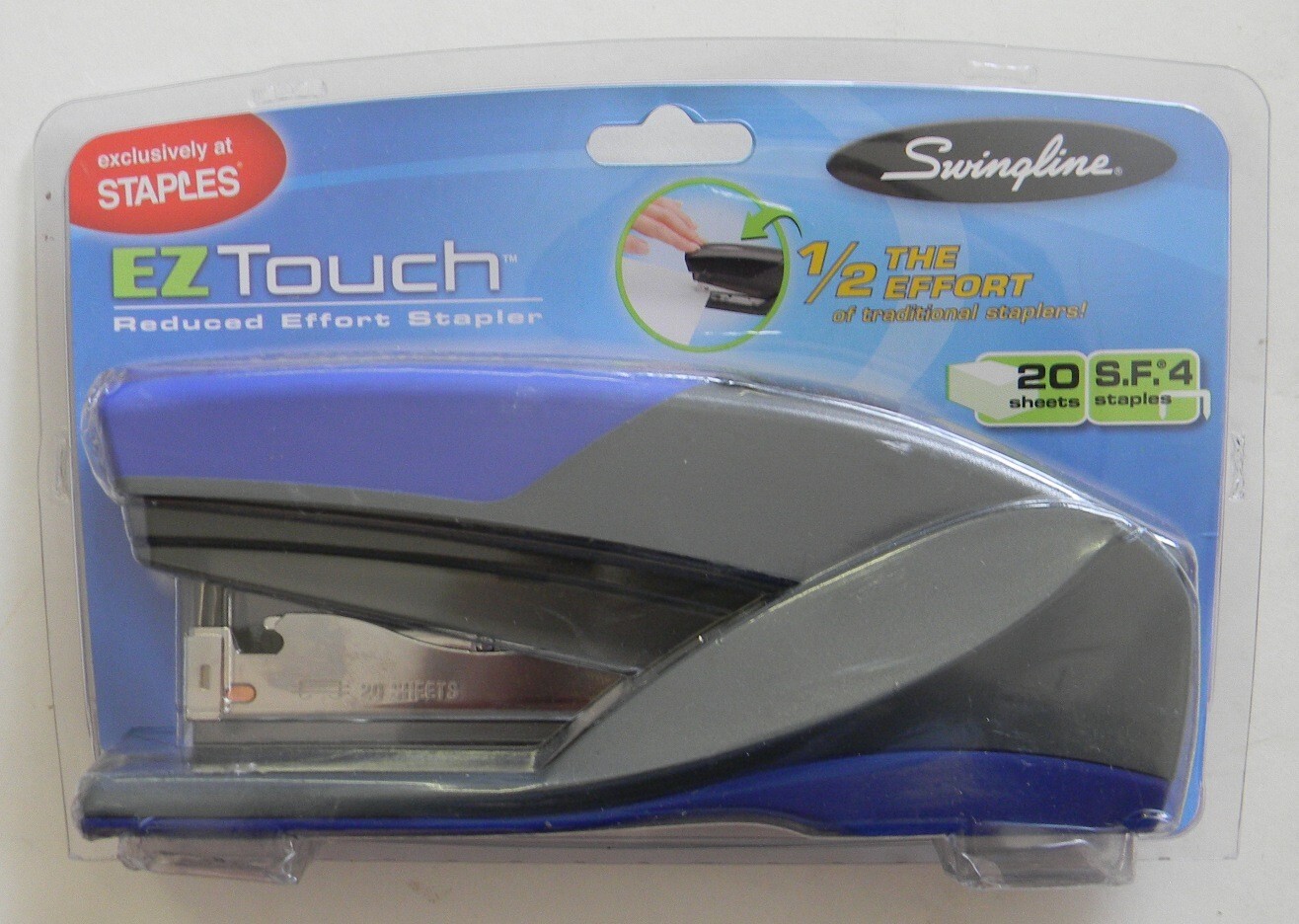 Swingline EZ Touch Reduced Effort Stapler Blue 20 Sheets Capacity New