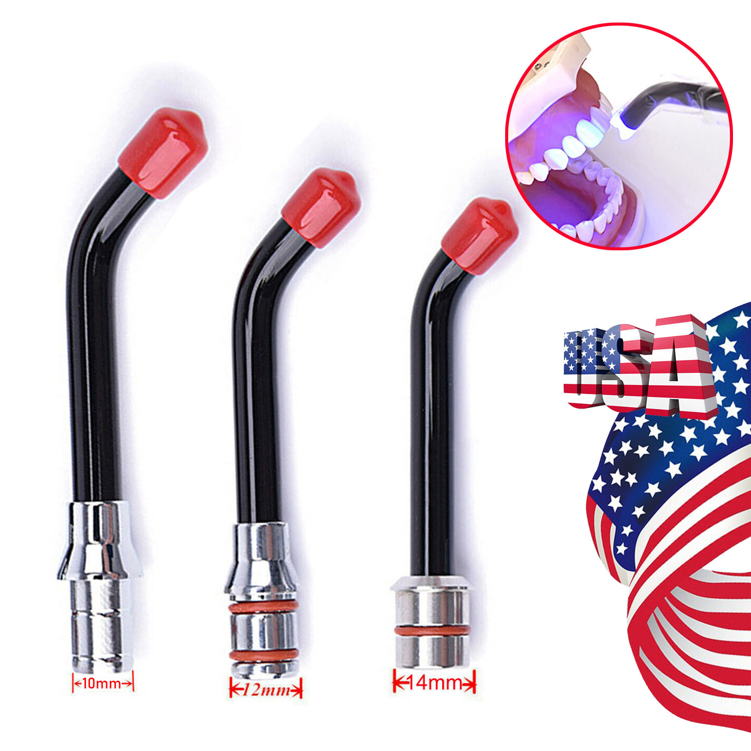 Dental LED Optical Fiber Curing Light Lamp Guide Rod Tips 10/12/14mm