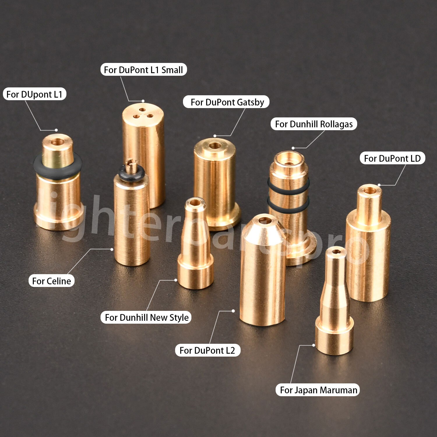 9pcs Reusable Gas Refill Adapters Metal for ST Dupont Dunhill and other Lighters