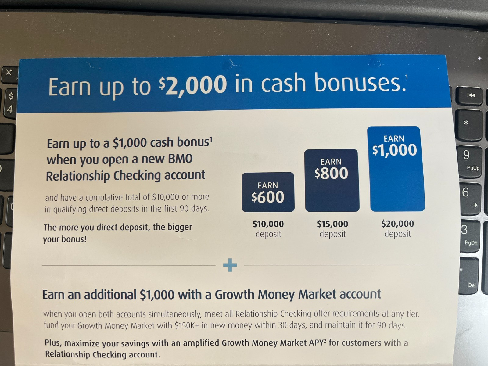 BMO bank $1K bonus for $20k deposit, plus extra $1k bonus - exp  5/4/26