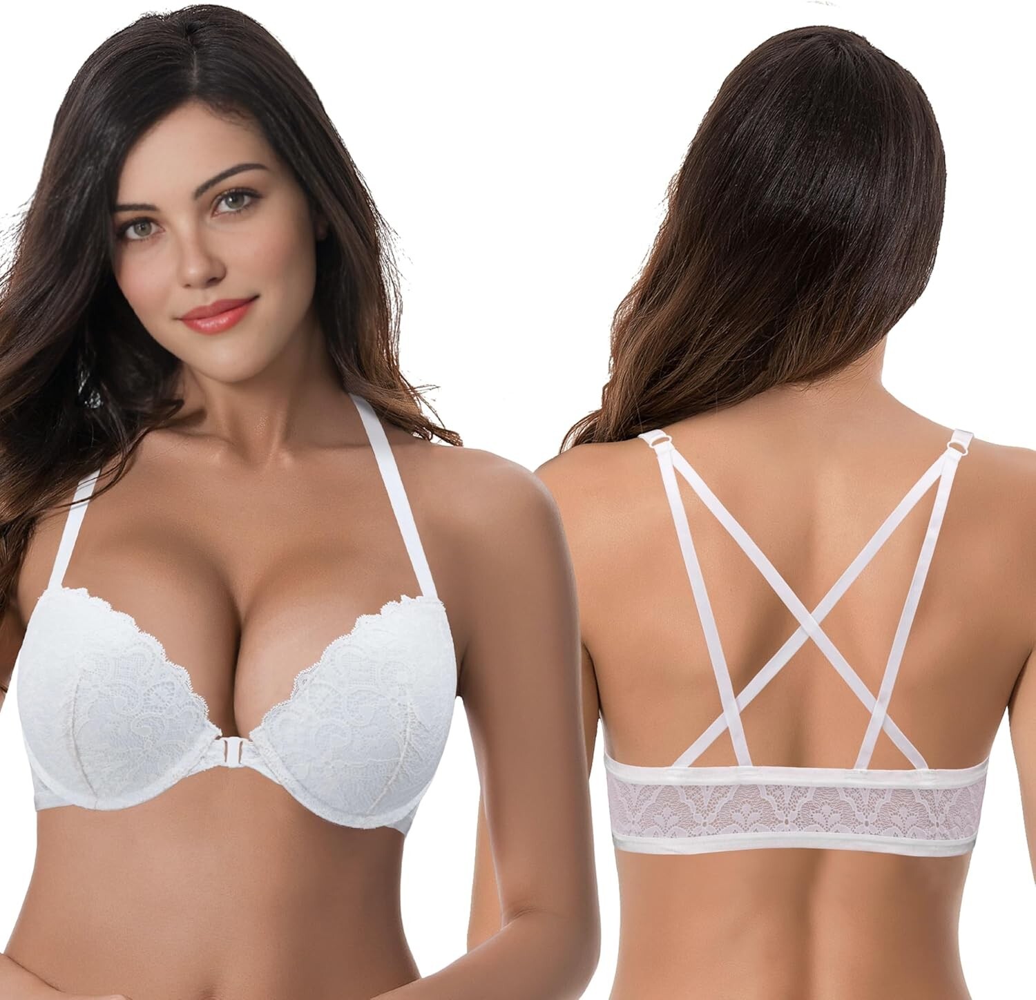 Curve Muse Attractive Push Up Front Closure Bra 46B 2-Pack Padded Underwire