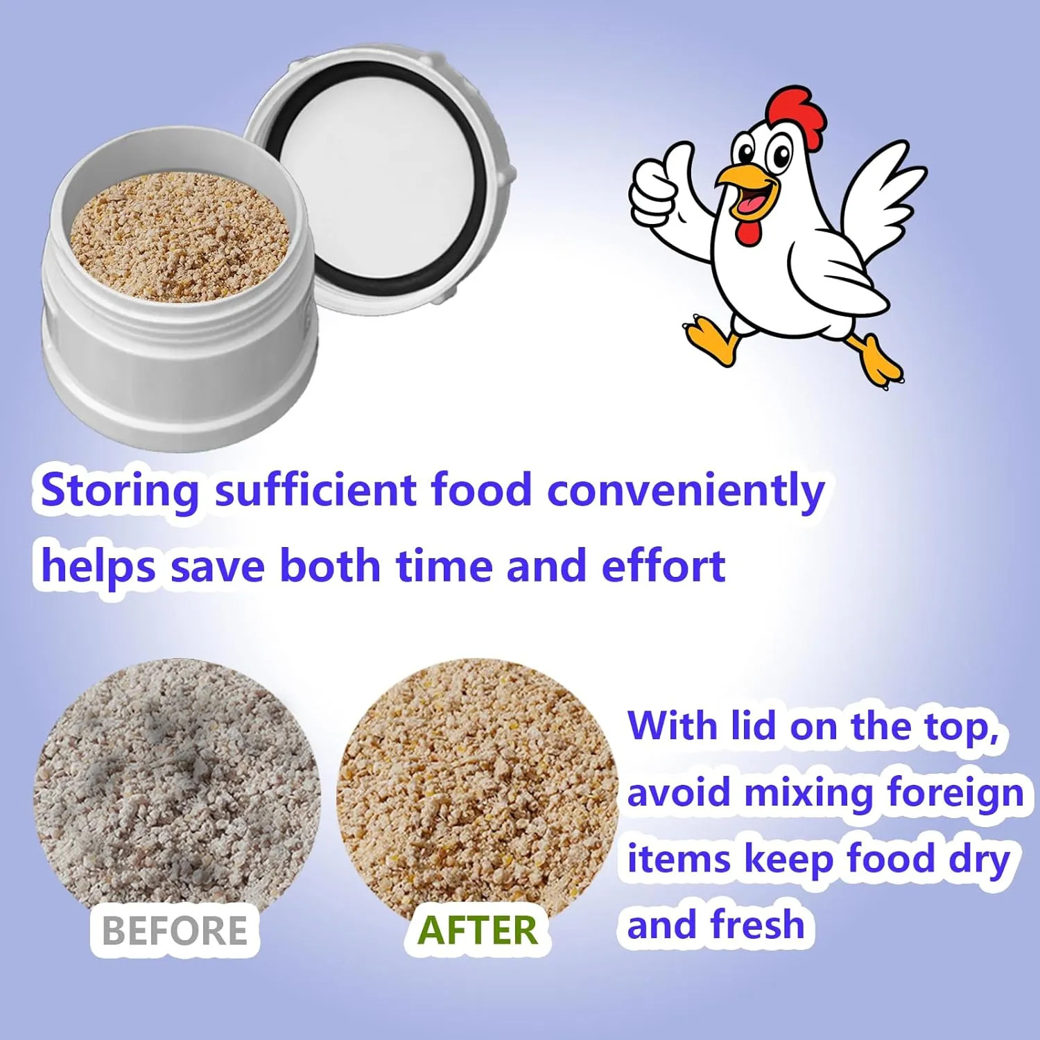 3 Pack PVC Chicken Feeder 6lb Capacity Automatic No Waste Poultry Feeder