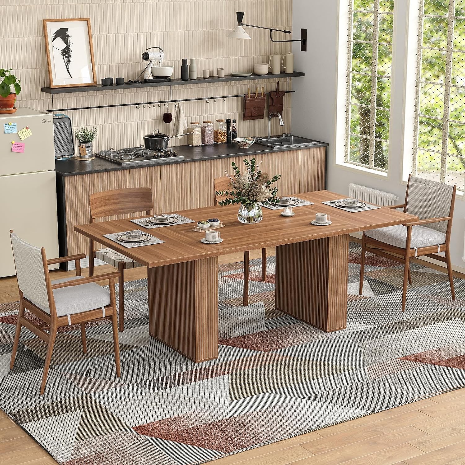 78 Inch Rectangular Dining Table for 6-8 People Large Kitchen Table with