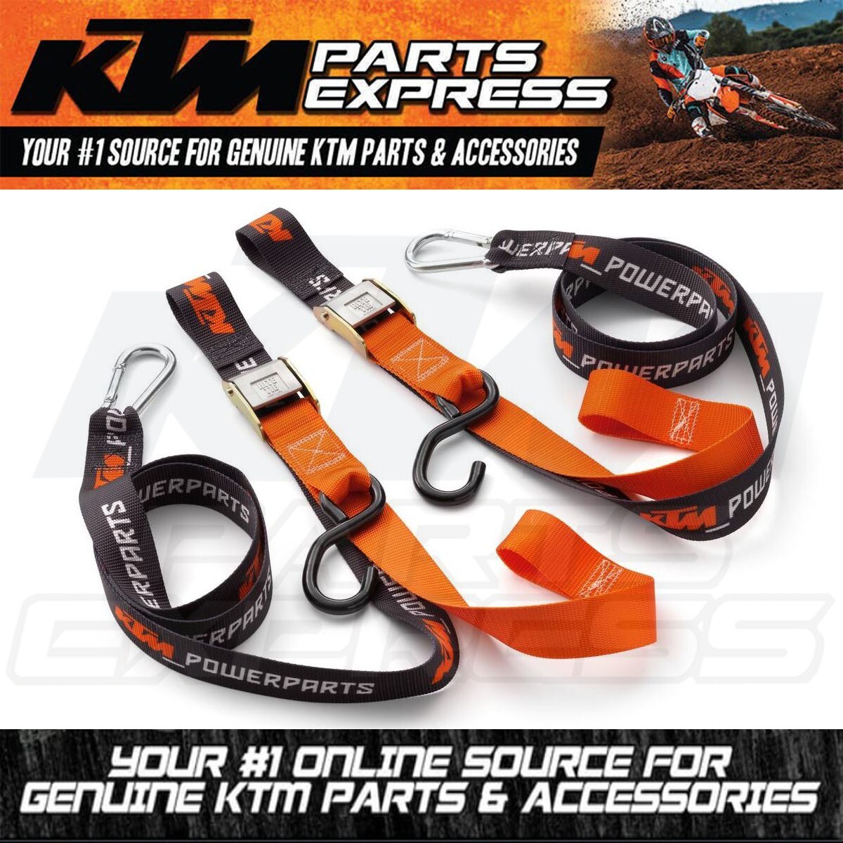 BRAND NEW KTM POWER PARTS SOFT TIE DOWNS WITH CLIPS 2022 2023 2024  U6910047