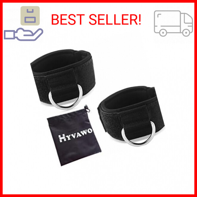 HYVAWO Ankle Straps Neoprene Padded Fitness Wrist Cuffs with D Ring High Strengt
