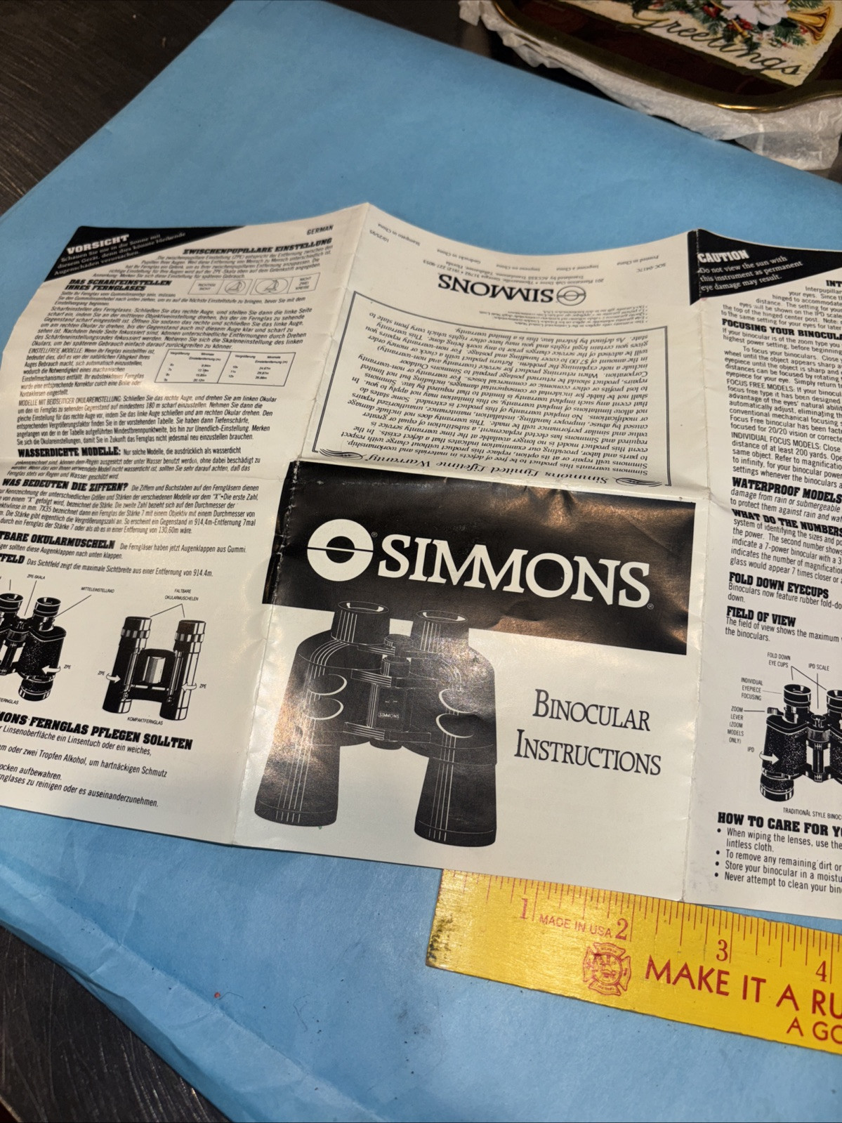 Simmons Binocular Instructions Only