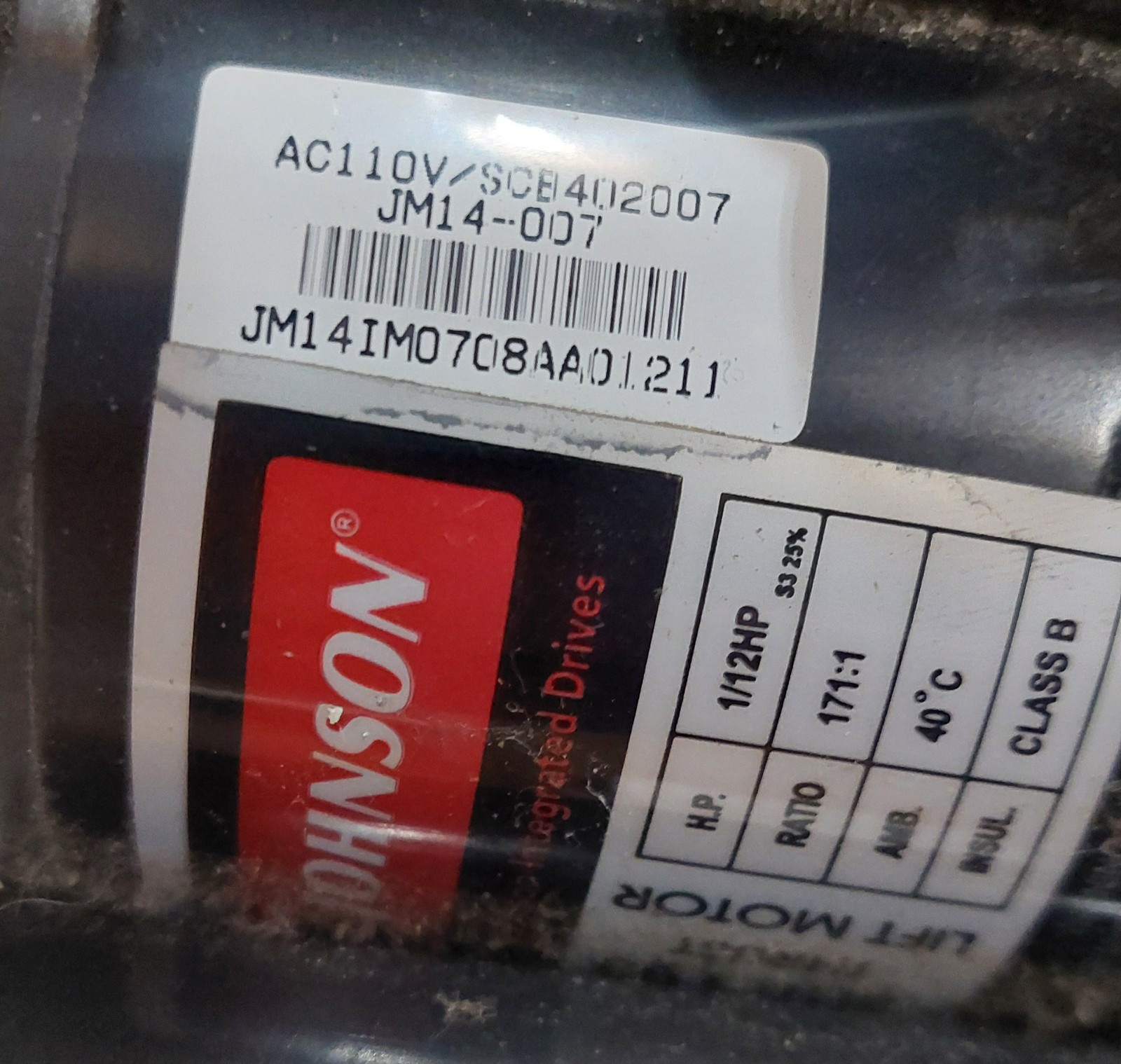 Johnson Lift Motor For Elevation Jm14-007