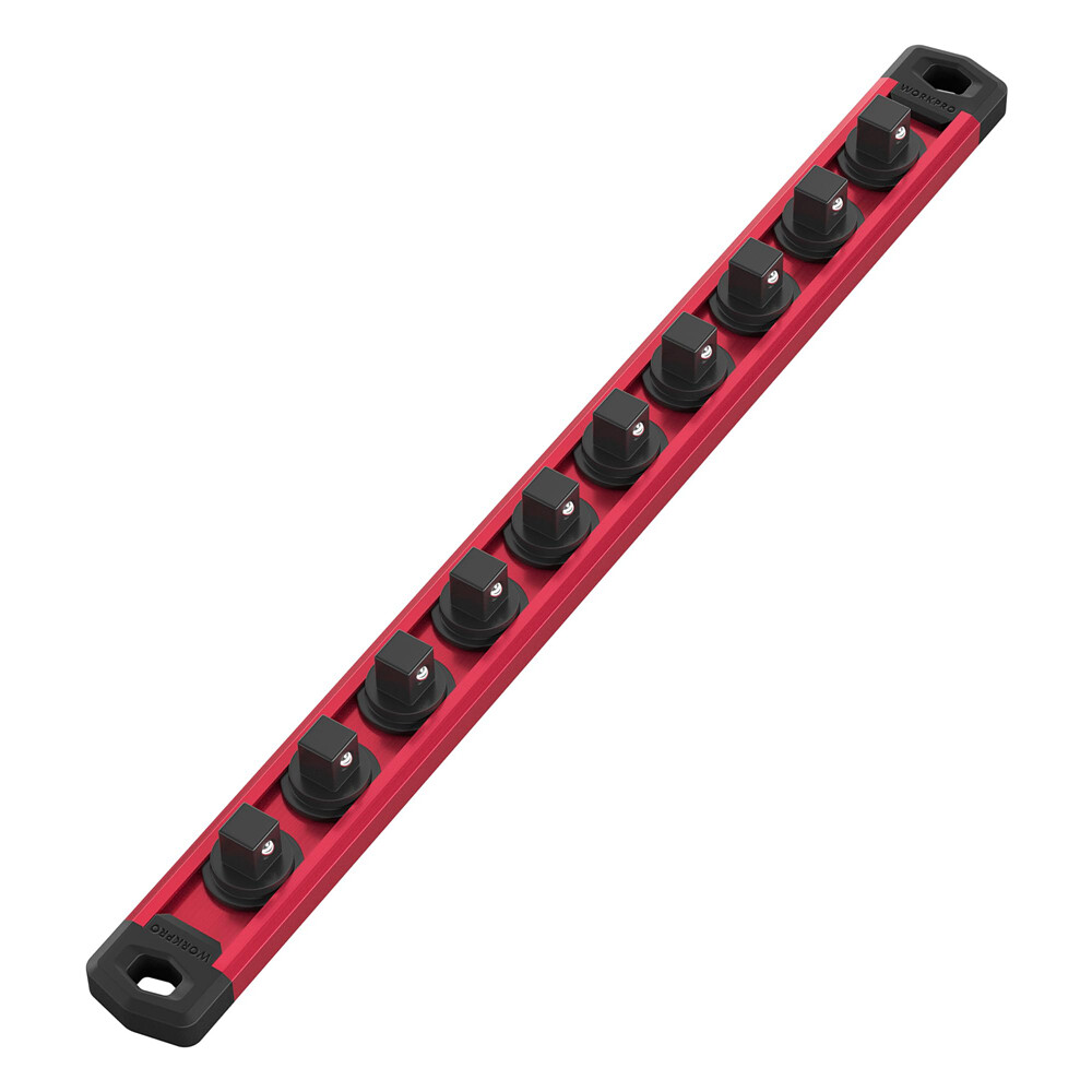 1/2-Inch Drive Magnetic Socket Organizer (Red) Aluminum Alloy Socket Rail Holder