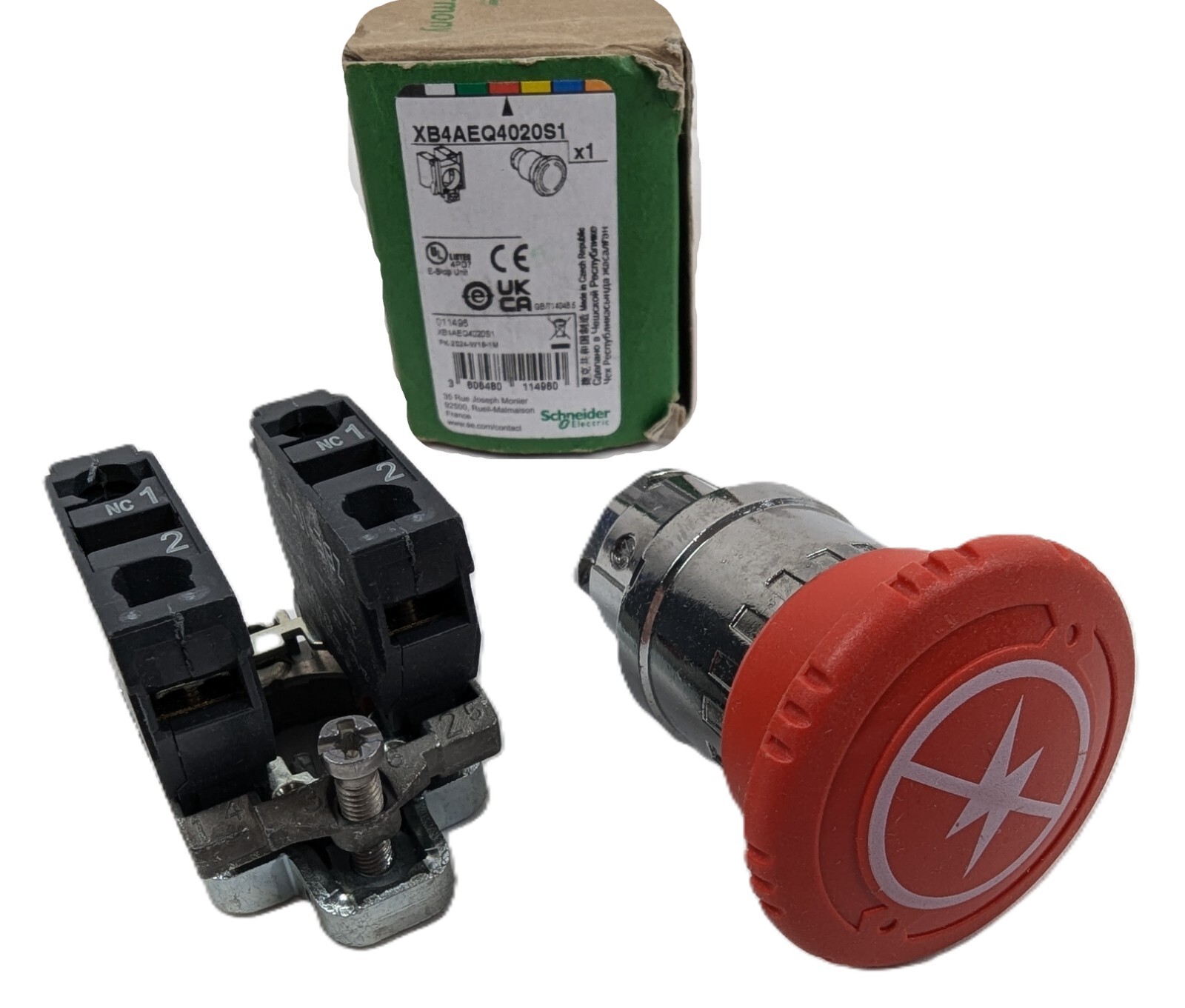 5 Schneider XB4AEQ4020S1 Push Button Switch Red with 2-NC Panel Mount 22mm NEW