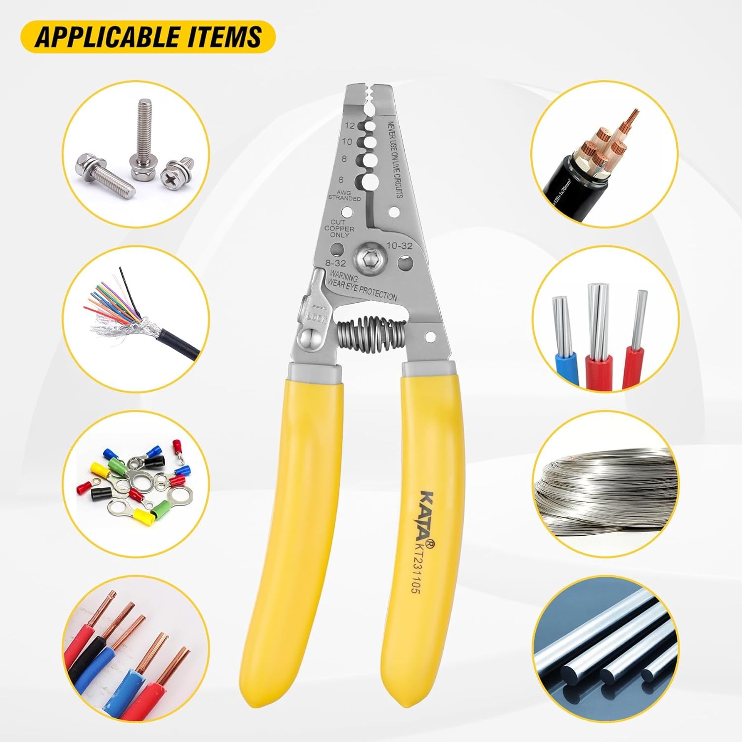 7 Inch Wire Stripper, Wire Cutter, Stripping/Cutting Tool for 6-12 AWG Stranded