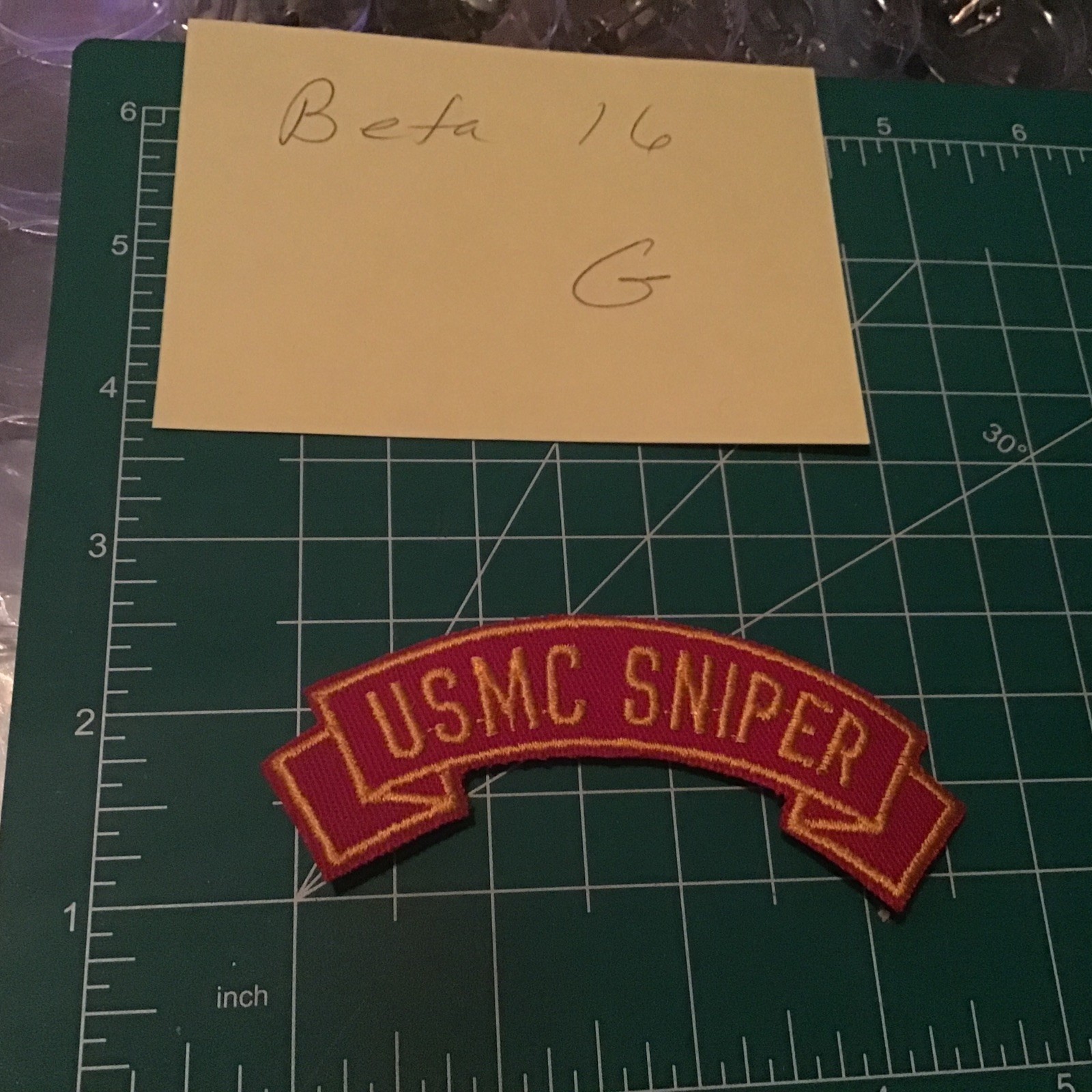 MARINE CORPS MILITARY EMBROIDERED USMC RED SHOULDER ROCKER PATCH USMC Sniper
