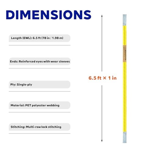 Polyester Web Sling Lifting Straps, 2 Pack 6.5 FT x 1 in Eye and Eye Lifting