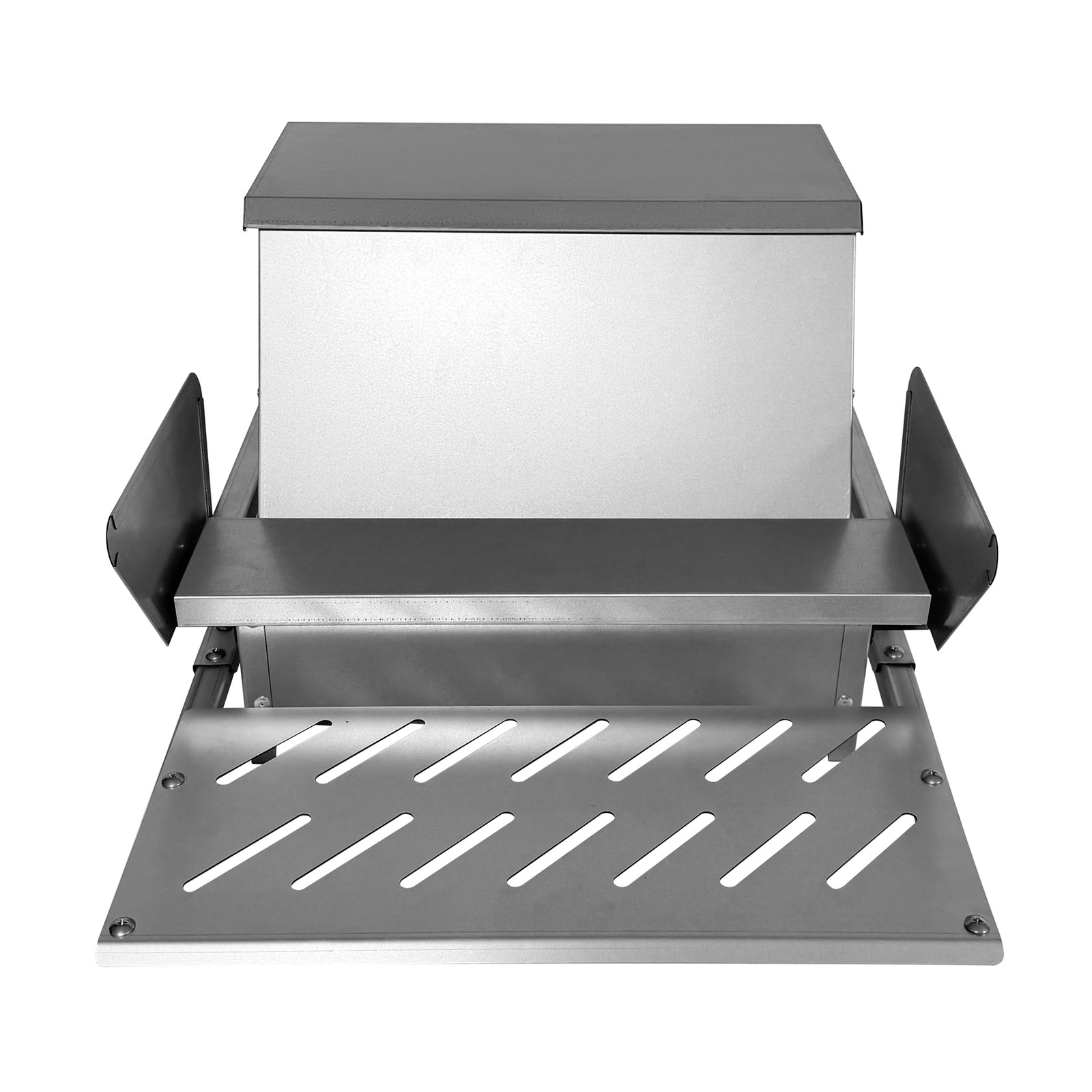Galvanized Steel Automatic Chicken Feeder Weatherproof 20lb Feed Container