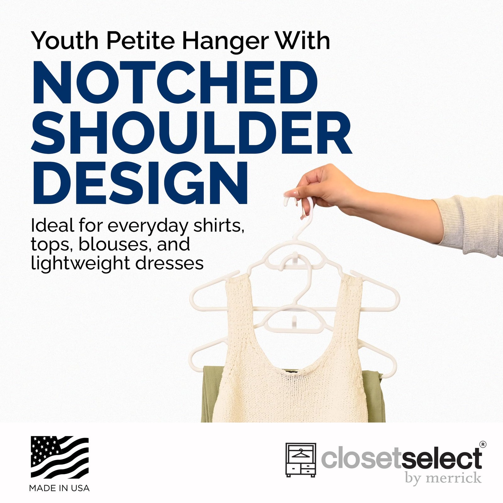 Closetselect Youth Hangers 30 Pack 13 Inch Plastic Youth Petite & Childrens ...