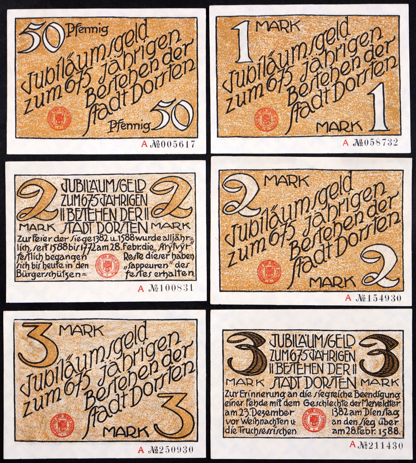 DORSTEN 1922 RARE Complete Series German Notgeld Nice Art!