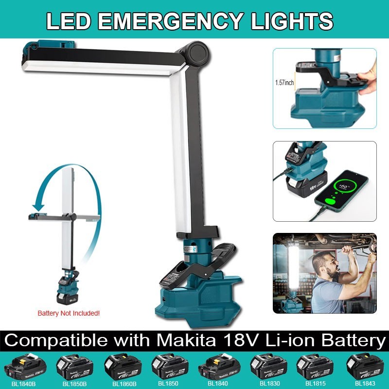 30W 2400LM High Lumen Flashlight Portable LED Work Light for Makita 18V Battery