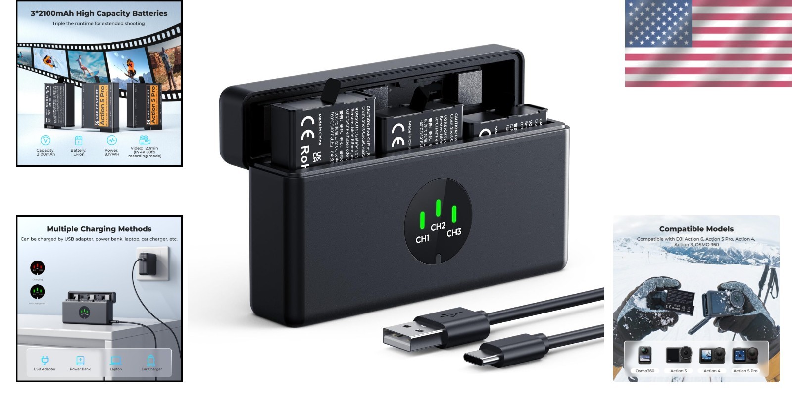 DJI Osmo Action 5 Pro Battery Kit - 3 Batteries-