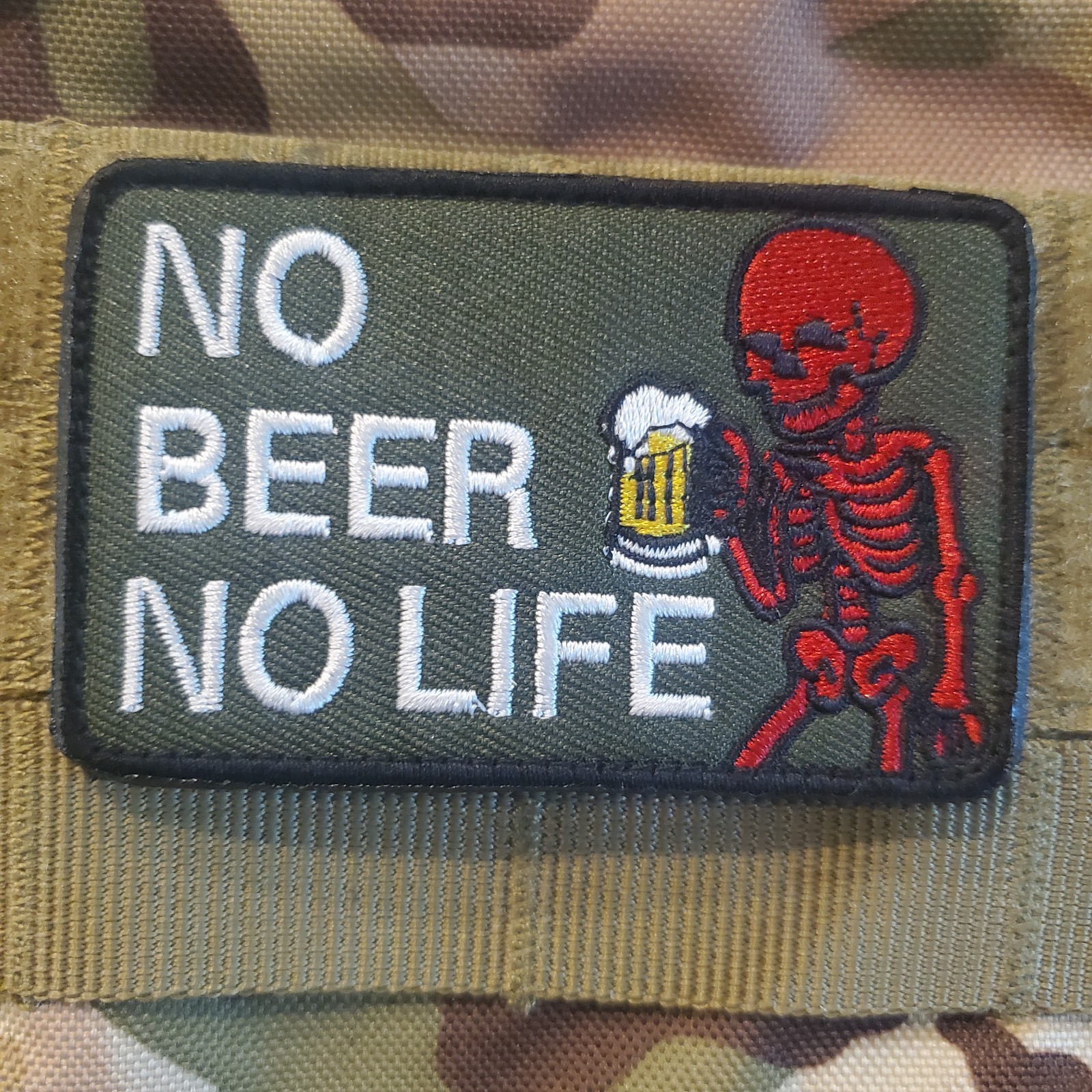 NO BEER NO LIFE Fun Sarcastic Tactical Morale Patch Hook and Loop