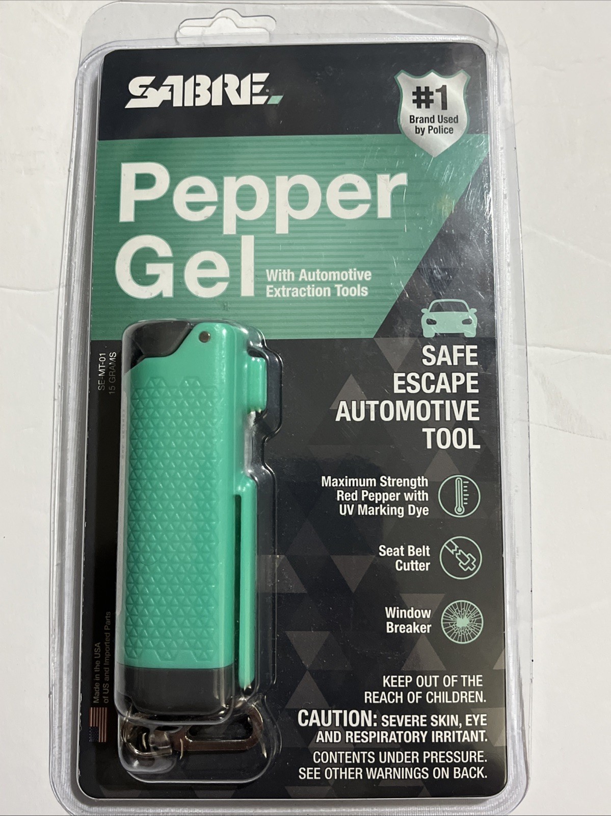 Sabre Pepper Gel Spray w/Safe Escape Automotive Tool NIB #456