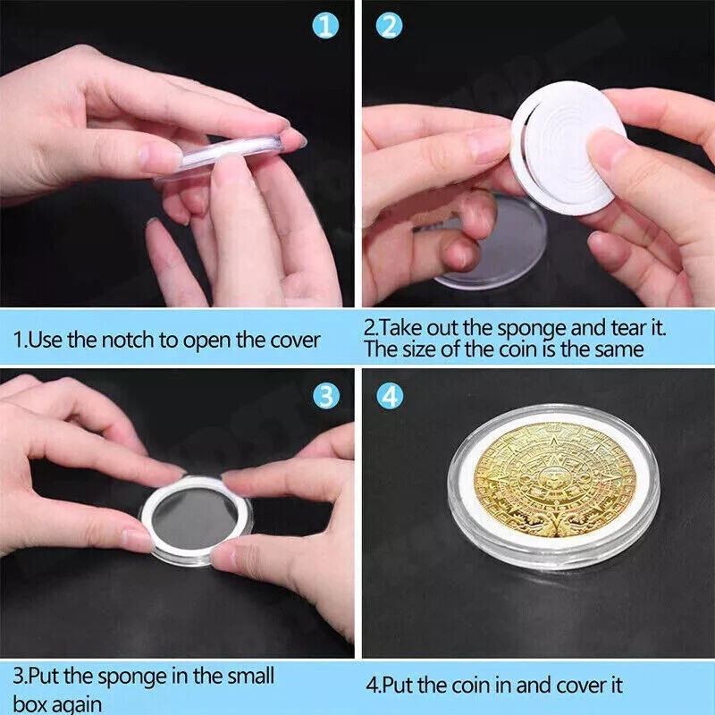 100Pack Clear Coin Capsule Round Plastic Holder 30mm Container Storage Box Case