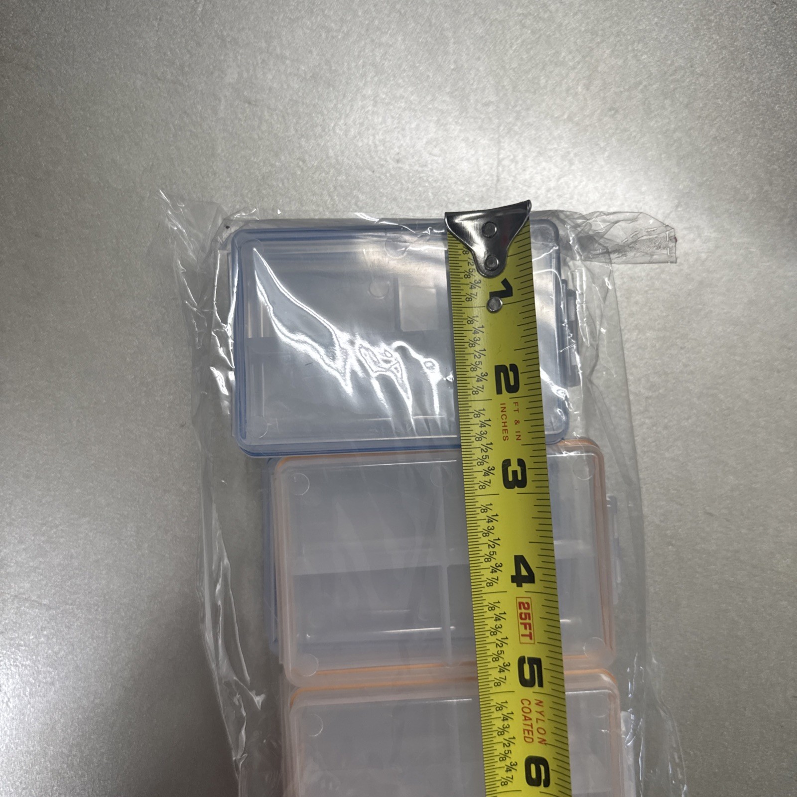 6 Pcs Clear Plastic Organizer Box Case 4 Grids Jewelry Storage Container 3.75”