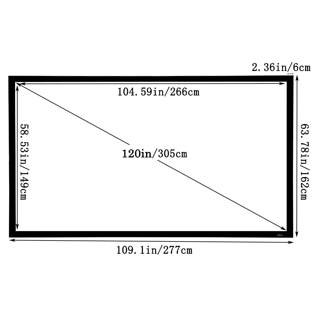 Silver Ticket 120" Fixed Frame 16:09 Projector Screen White