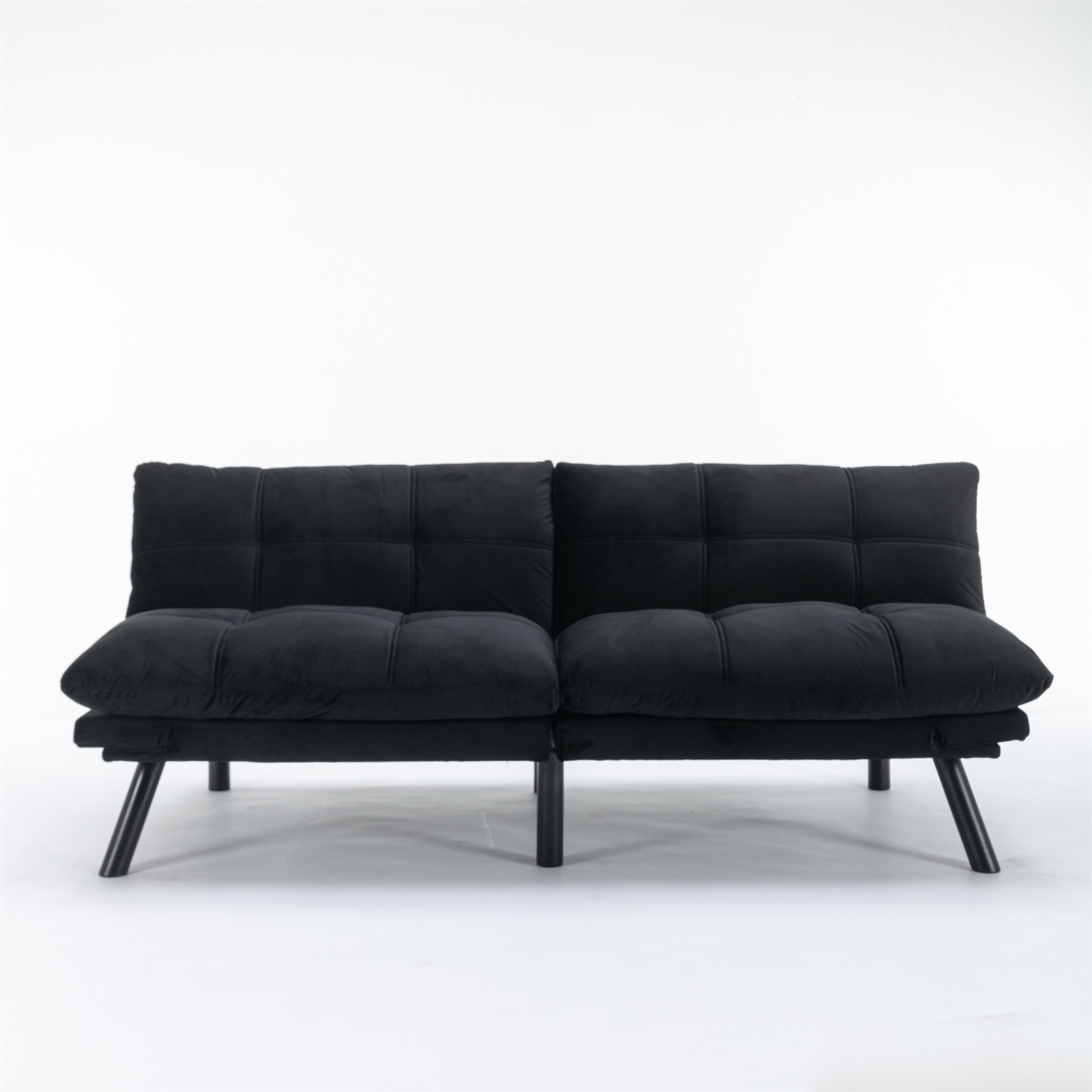Black Convertible Folding Modern Sofa Bed Fit Small Apartment or Room Well