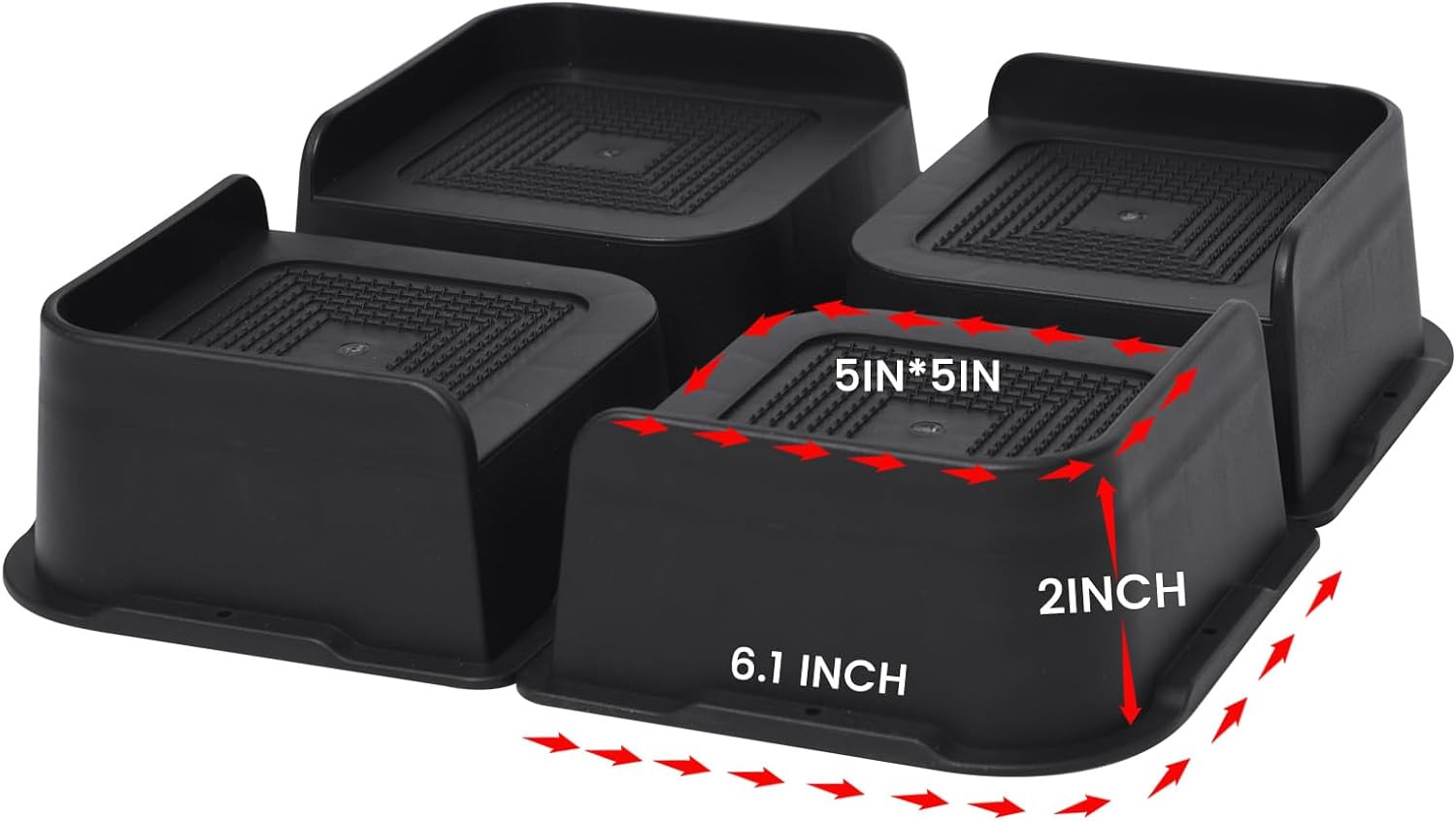 MYMULIKE Bed Risers 2 Inch Oversized Furniture Risers, Support up to 6000 Lbs, L