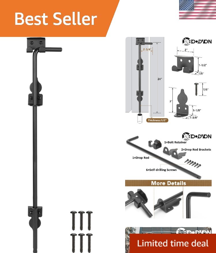 24 Inch Heavy-Duty Wrought Iron Gate Drop Rod - Secure Your Gates with Style