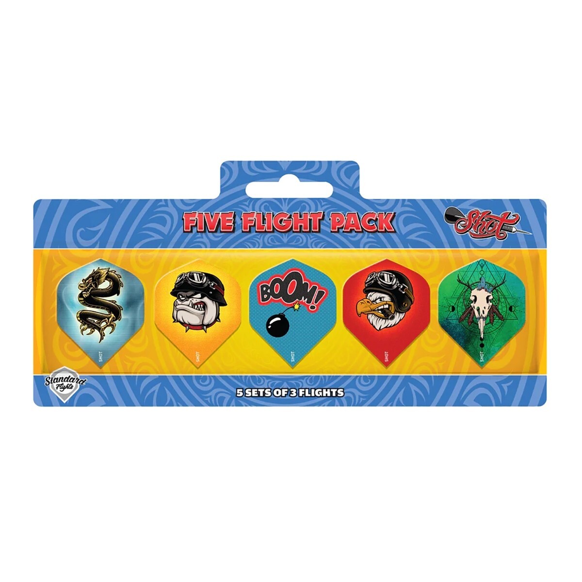 SHOT FIVE FLIGHT PACK-PROFESSIONAL DART FLIGHTS