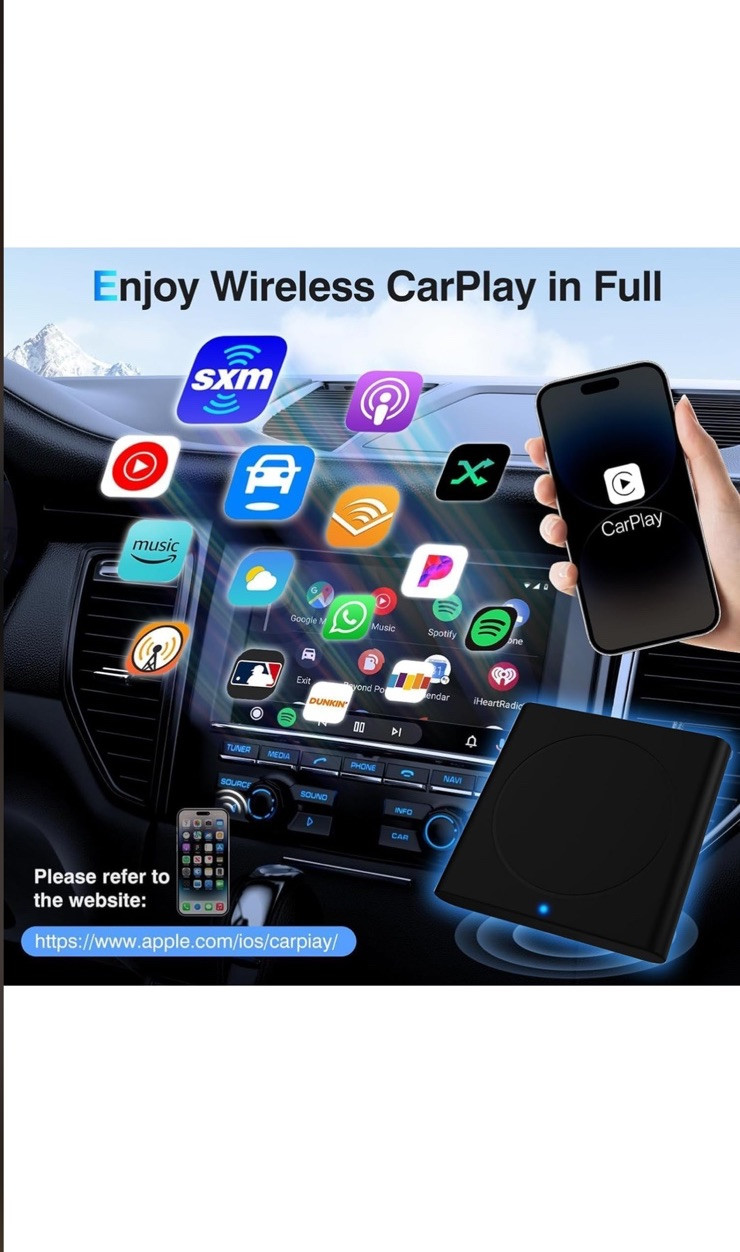 Wireless Carplay Adapter for Apple iPhone iOS 10+, Converts Wired to Wireless