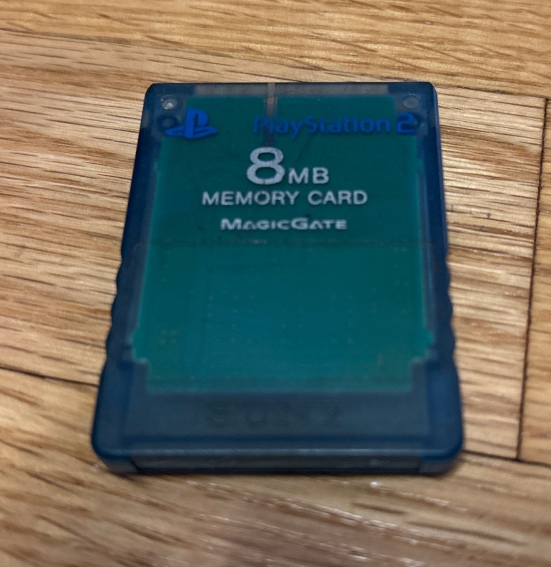 Official Clear Blue PS2 Sony PlayStation 2 8MB Memory Card SCPH-10020 OEM Works